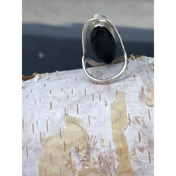 Vintage TAXCO Mexico 925 Sterling Silver FLIP Ring MOP Jasper Black Onyx sz 5.5 - Picture 6 of 9
